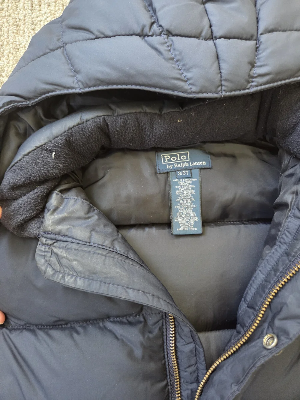 Ralph Lauren Navy Puffer Jacket with Hood